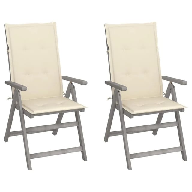 vidaXL Verstellbare Gartenstühle 2 Stk mit Auflagen Massivholz Akazie 3064700