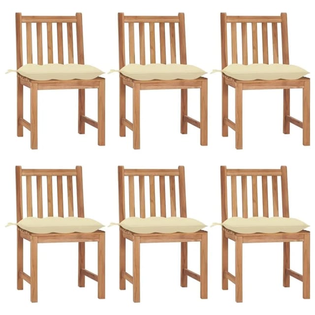 vidaXL Gartenstühle 6 Stk mit Kissen Massivholz Teak 3073132