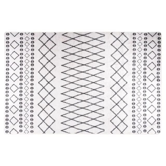 vidaXL Teppich Waschbar Schwarz und Weiß 160x230 cm Rutschfest 337973