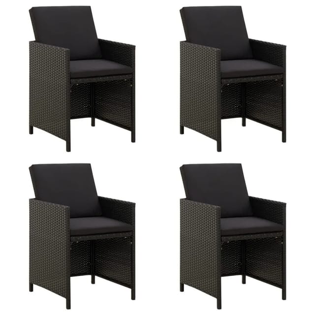 vidaXL Gartenstühle mit Kissen 4 Stk Poly Rattan Schwarz 316746