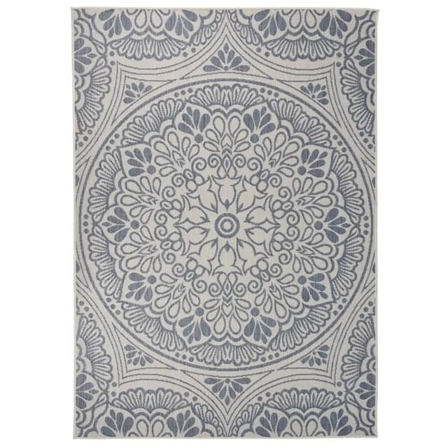 vidaXL Outdoor-Teppich Flachgewebe 140x200 cm Blaues Muster 340831
