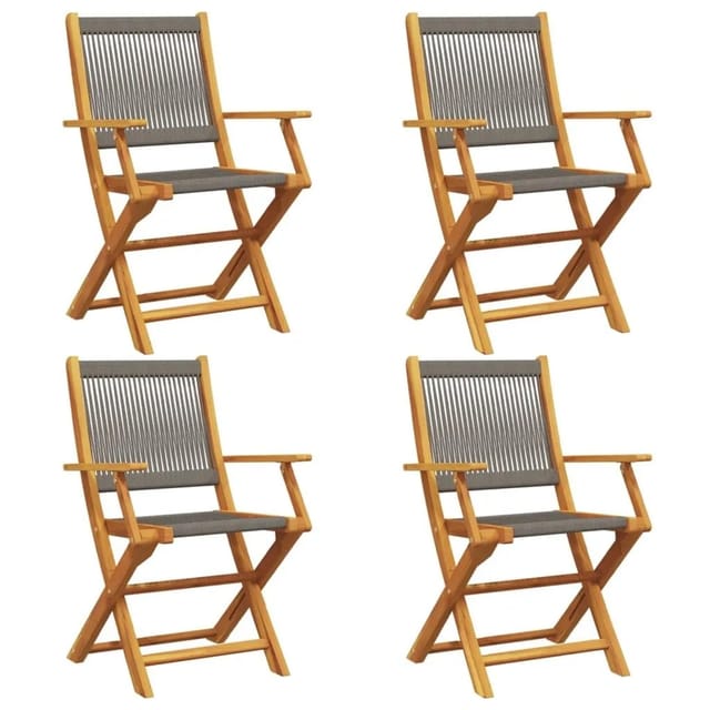 vidaXL Gartenstühle 4 Stk Klappbar Grau Massivholz Akazie 3214568