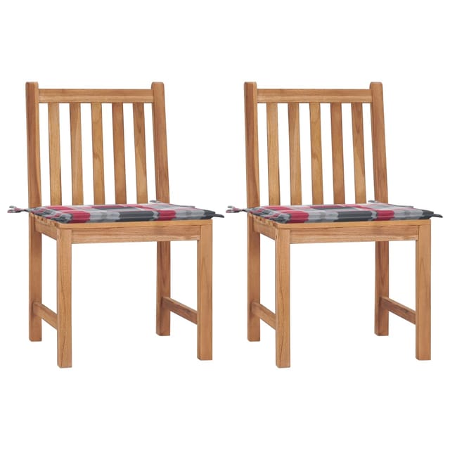 vidaXL Gartenstühle 2 Stk mit Kissen Massivholz Teak 3062929