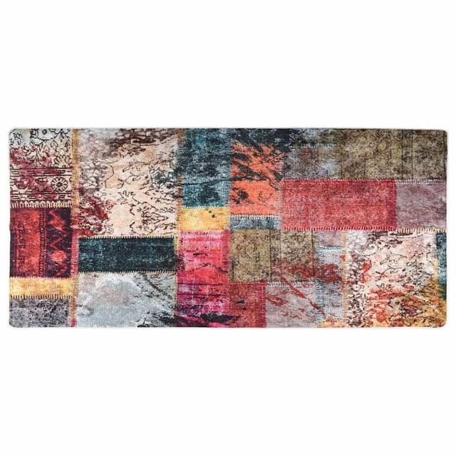 vidaXL Teppich Waschbar Patchwork 80x300 cm Mehrfarbig Rutschfest 337965