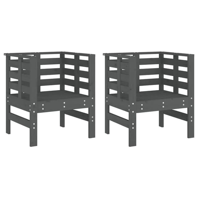 vidaXL Gartenstühle 2 Stk Grau 61,5x53x71 cm Massivholz Kiefer 825130