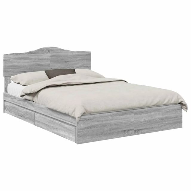 vidaXL Stauraumbett Grau Sonoma 140 x 200 cm Holzwerkstoff 3413094