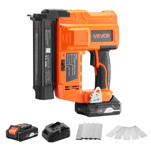 2 In 1 Akku-nagler 18 Gauge 20 V Akku-nagler Und Tacker, 100 Nägel/min, Mit 500 Nägeln & 500 Klammern & 2,0 Ah Lithiumbatterie & Ladegerät, Für Heimwerkerarbeiten Holzbearbeitung Orange