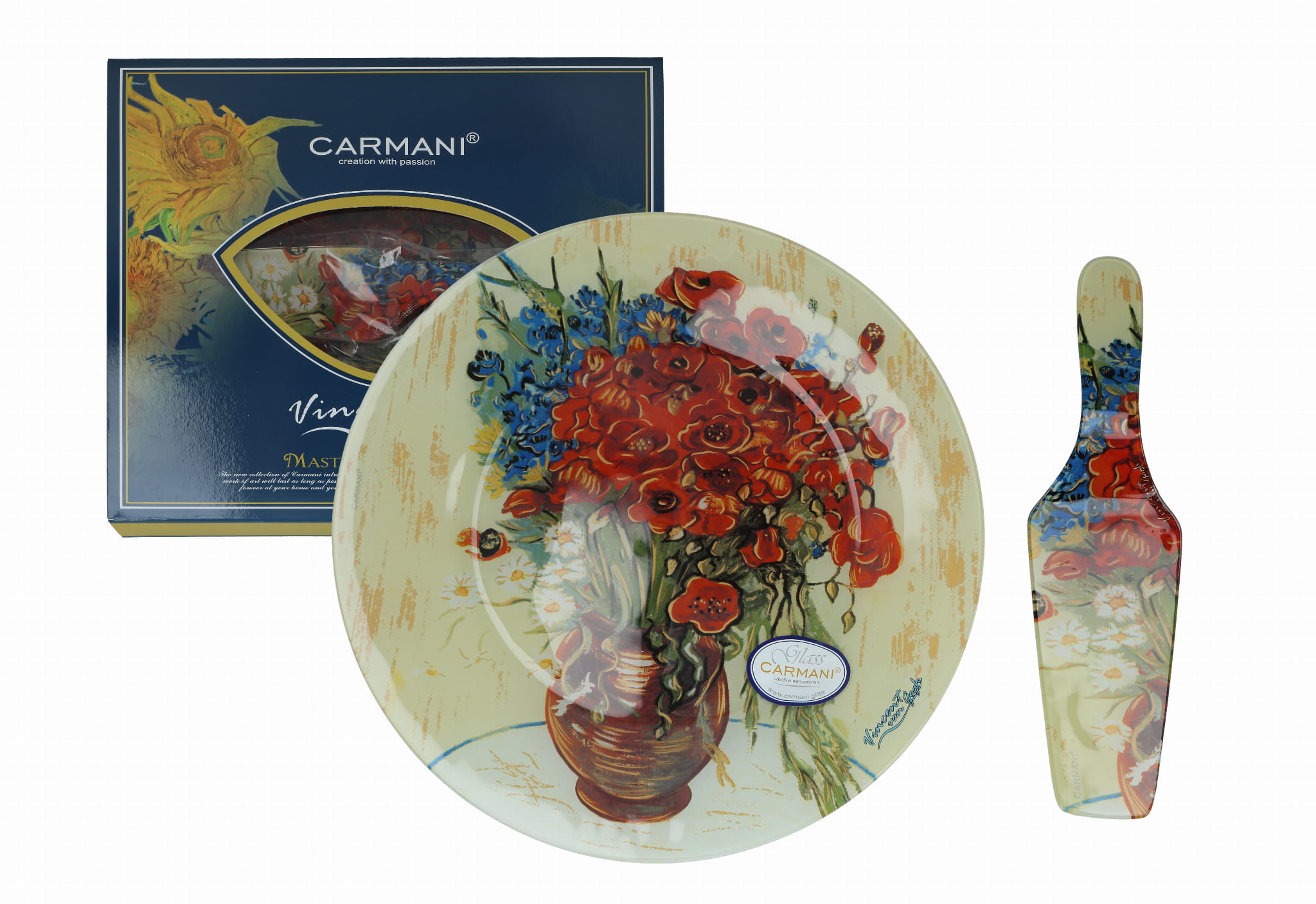Carmani, Dekorativer Und Praktischer Teller Mit Spatel – Van Gogh/rote Mohnblumen Und Gänseblümchen