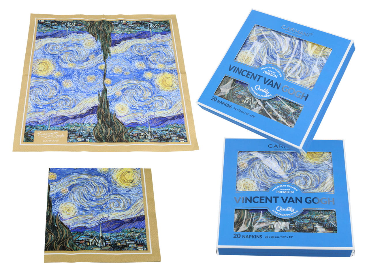 Papierservietten, 20 Stück – V. Van Gogh, Sternennacht (carmani)