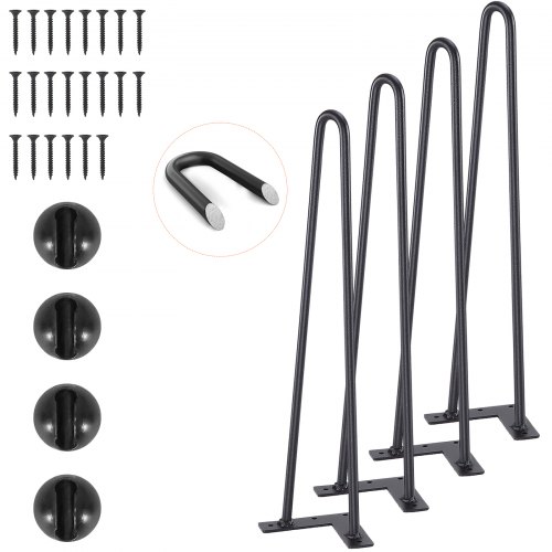 4er-set Tischbeine Haarnadelbein 482mm Hoch 110x110mm Montageplatte Kohlenstoffstahl Pulverbeschichtet Hairpinlegs 227kg Tragfähigkeit Ideal Für Küchentische Wohnzimmerkonsolen Studio-tische