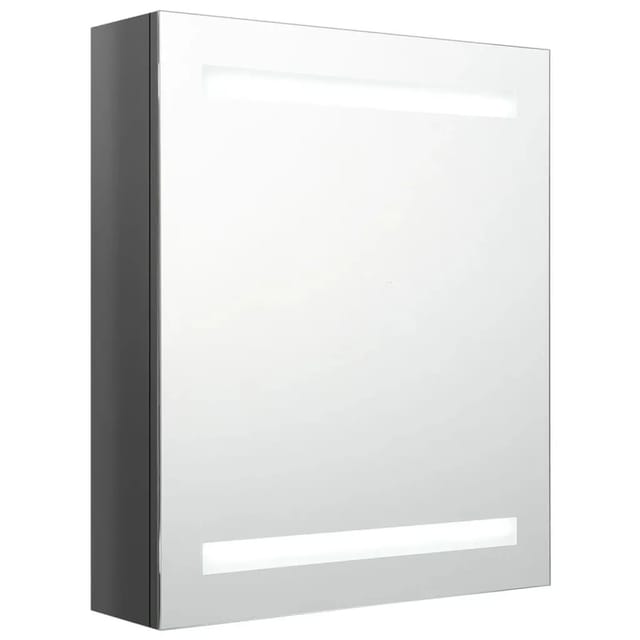 vidaXL LED-Spiegelschrank fürs Bad Glänzend Grau 50x14x60 cm 326483