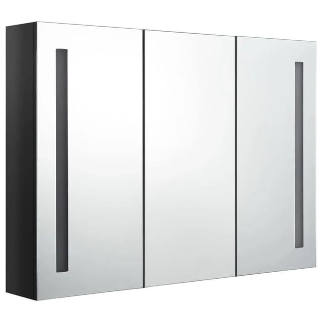 vidaXL LED-Spiegelschrank fürs Bad 89x14x62 cm Glänzend Schwarz 326526