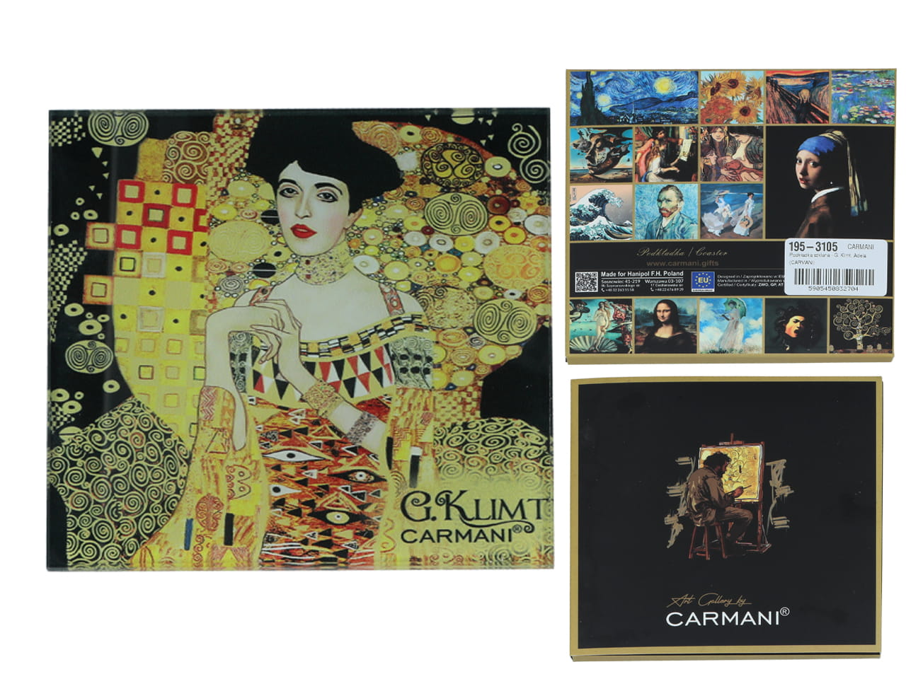Carmani, Glasuntersetzer Ca. 11,5 X 11,5 Cm - Gustav Klimt/adele