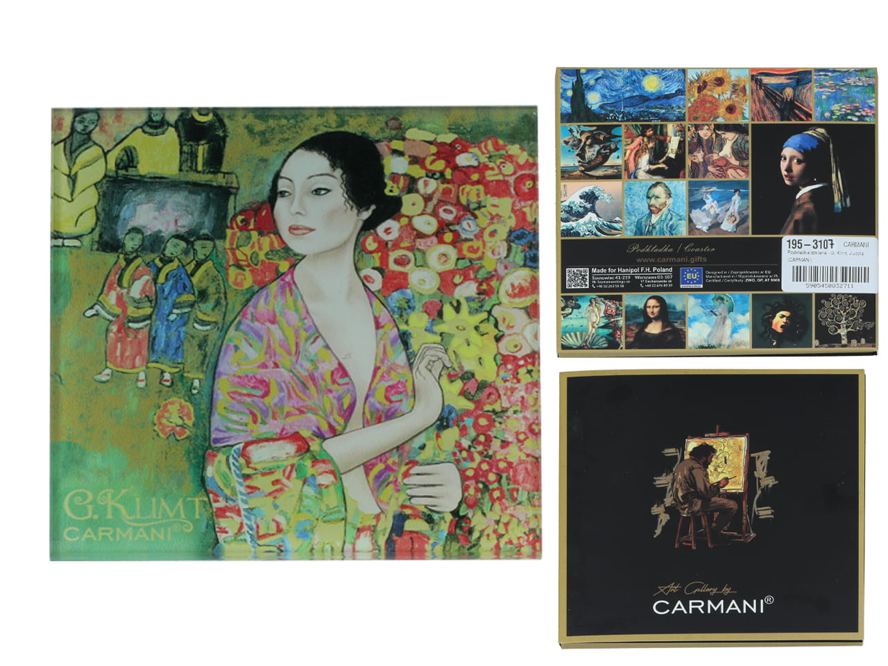 Carmani, Glasuntersetzer Ca. 11,5 X 11,5 Cm – Gustav Klimt/tänzerin
