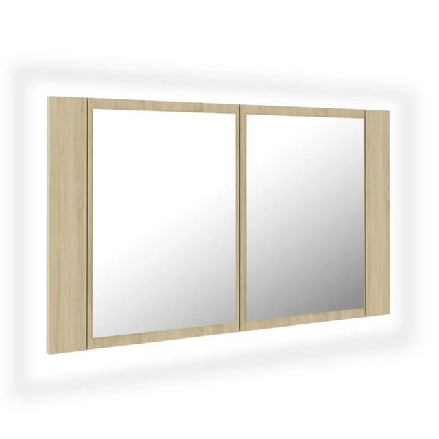 vidaXL LED-Bad-Spiegelschrank Sonoma-Eiche 80x12x45 cm Acryl 804967