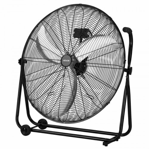 Bodenventilator Ø762mm, 360° Neigbare Windmaschine, Standventilator Mit 3 Geschwindigkeitsstufen, Tragbarer Trommelventilator Mit Griff Rollen & 1,6m Kabel, Industrie-ventilator Für Garage Lager