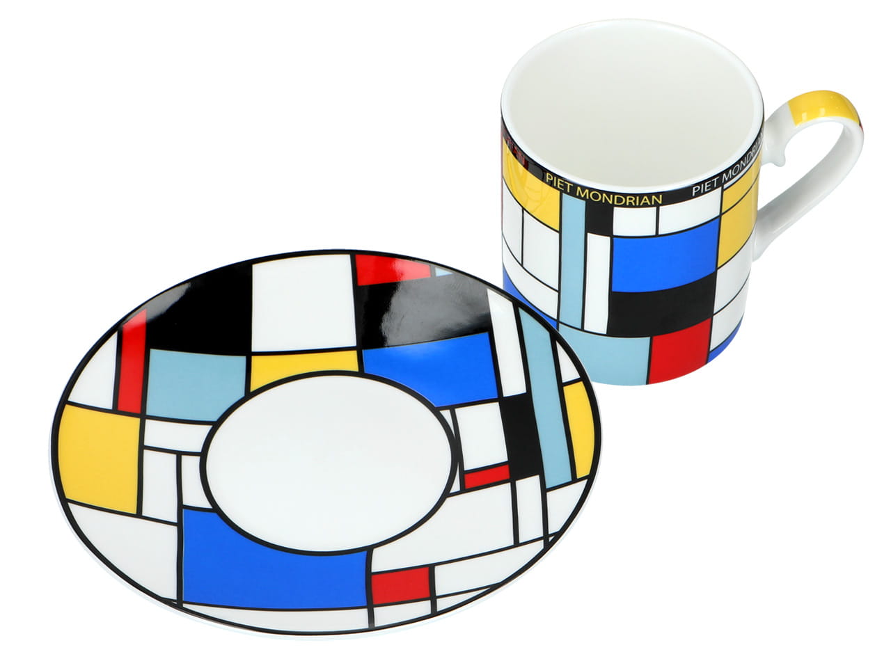 Carmani, 240-ml-tasse Mit Untertasse – Piet Mondrian/komposition