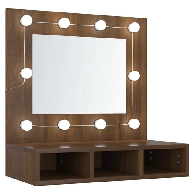 vidaXL Spiegelschrank mit LED Braun Eichen-Optik 60x31,5x62 cm 820456