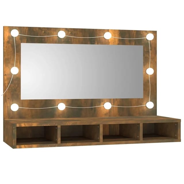 vidaXL Spiegelschrank mit LED Räuchereiche 90x31,5x62 cm 820457