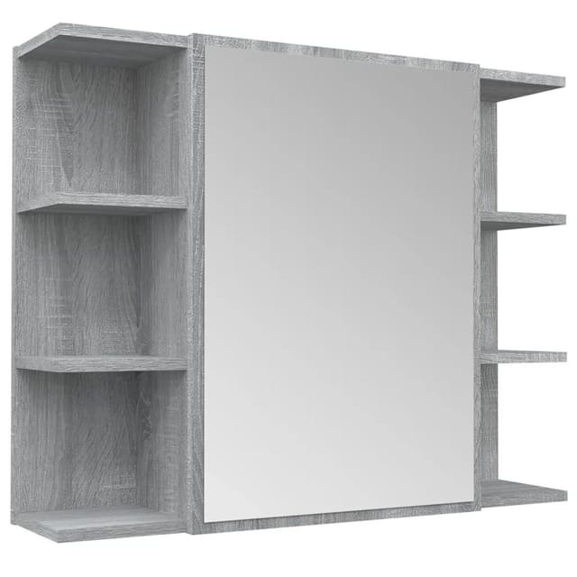 vidaXL Bad-Spiegelschrank Grau Sonoma 80x20,5x64 cm Holzwerkstoff 815523