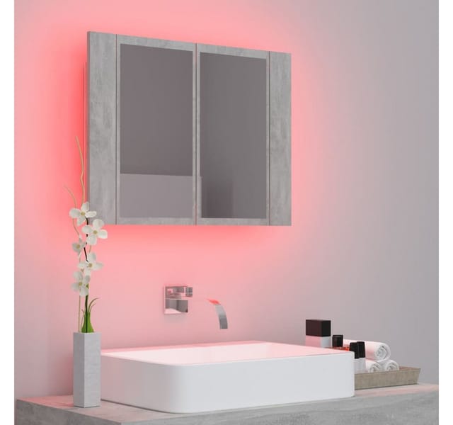 vidaXL LED-Bad-Spiegelschrank Betongrau 60x12x45 cm Acryl 804960