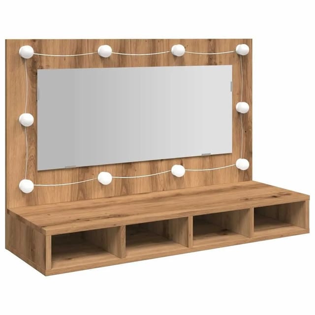 vidaXL Spiegelschrank mit LED Artisan-Eiche 90 x 31,5 x 62 cm 857006