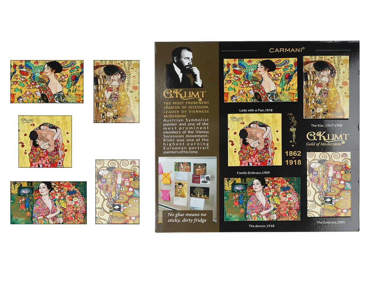 Carmani, Set Aus 5 Magneten - Gustav Klimt