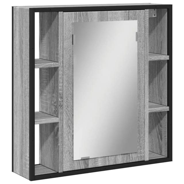 vidaXL Bad-Spiegelschrank Grau Sonoma 60x16x60 cm Holzwerkstoff 842429