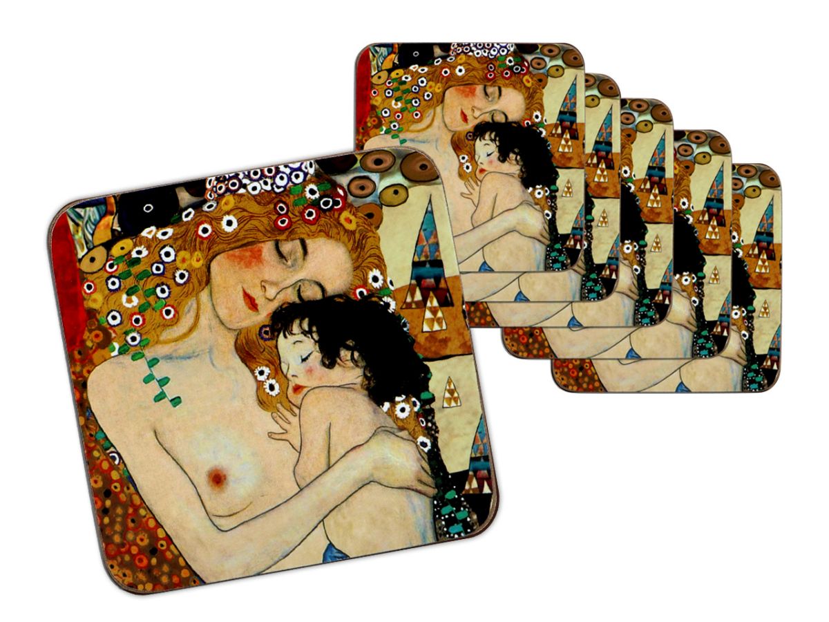 Carmani, Set Mit 6 Korkuntersetzern – Klimt/mutterschaft