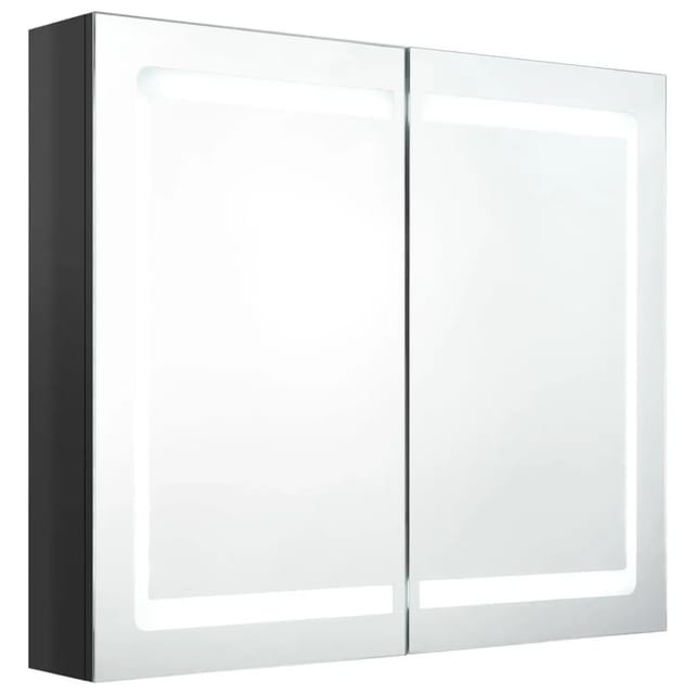 vidaXL LED-Spiegelschrank fürs Bad Glänzend Schwarz 80x12x68 cm 326512