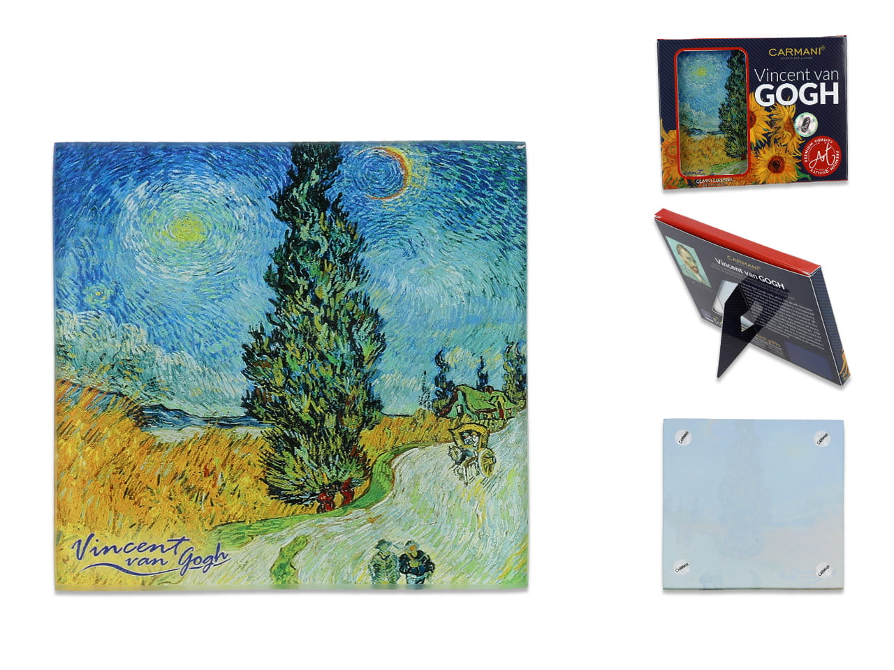 Glasuntersetzer – V. Van Gogh, Straße Mit Zypressen (carmani)