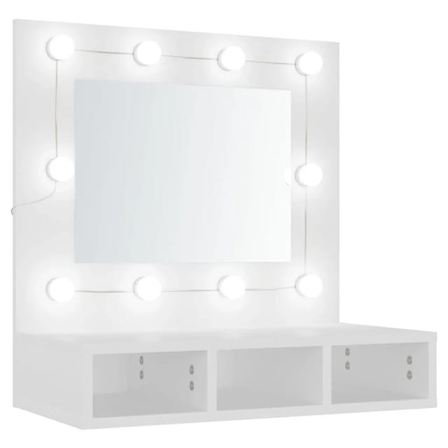 vidaXL Spiegelschrank mit LED Weiß 60x31,5x62 cm 808882