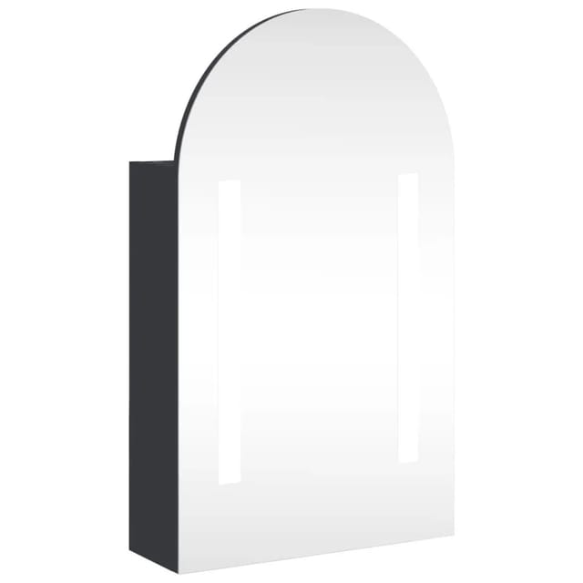 vidaXL Spiegelschrank mit LED-Beleuchtung Gewölbt Grau 42x13x70 cm 357974