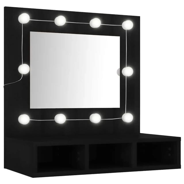 vidaXL Spiegelschrank mit LED Schwarz 60x31,5x62 cm 833520