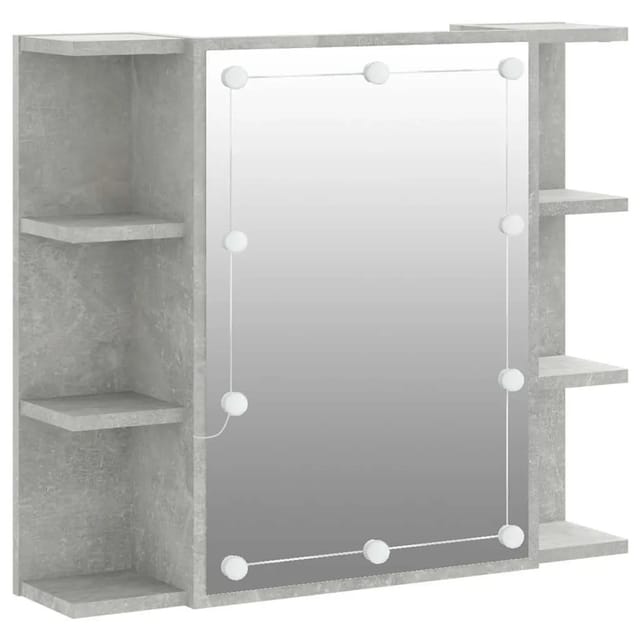 vidaXL Spiegelschrank mit LED Betongrau 70x16,5x60 cm 808877