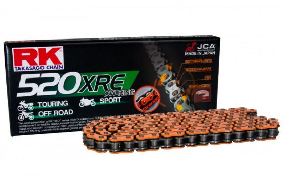 Rk Antriebskette Dd520xre-120 (xw-ring) Mit Öse (clf) Inklusive, Farbe Orange (kapazität: Bis Zu 800 Ccm) (36,5 Kn)