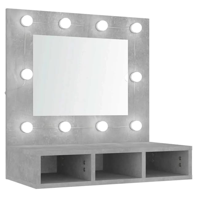vidaXL Spiegelschrank mit LED Betongrau 60x31,5x62 cm 808886