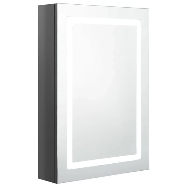 vidaXL LED-Spiegelschrank fürs Bad Glänzend Grau 50x13x70 cm 326491