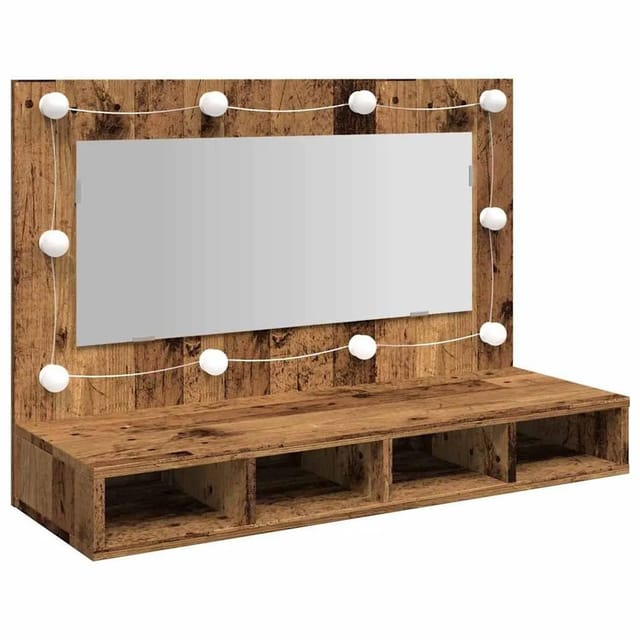 vidaXL Spiegelschrank mit LED Altholz 90x31,5x62 cm 857005