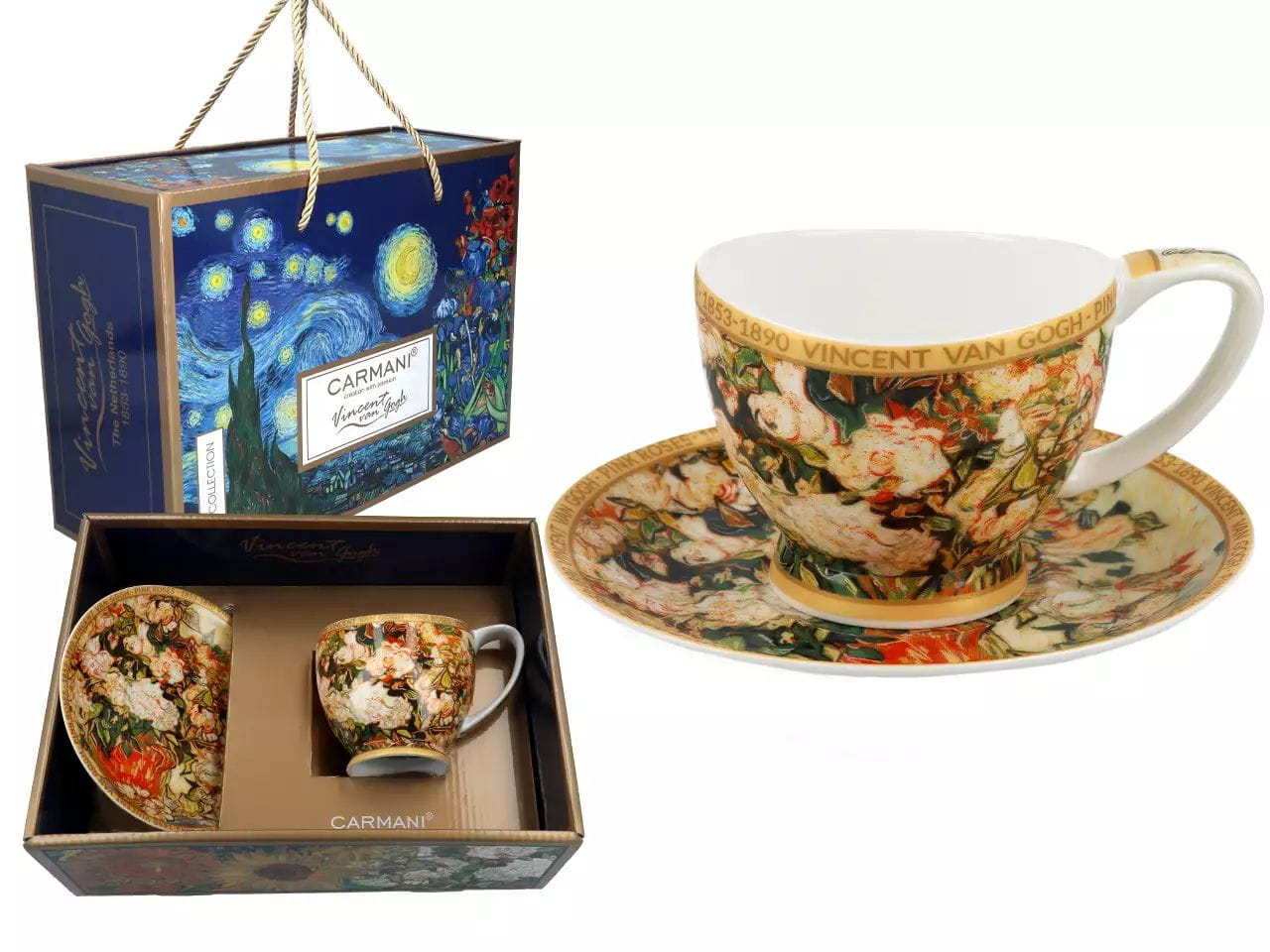 Carmani, Big Vanessa Tasse 340ml - Van Gogh/vase Mit Rosen