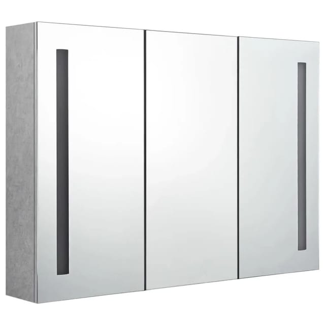 vidaXL LED-Spiegelschrank fürs Bad Betongrau 89x14x62 cm 326525