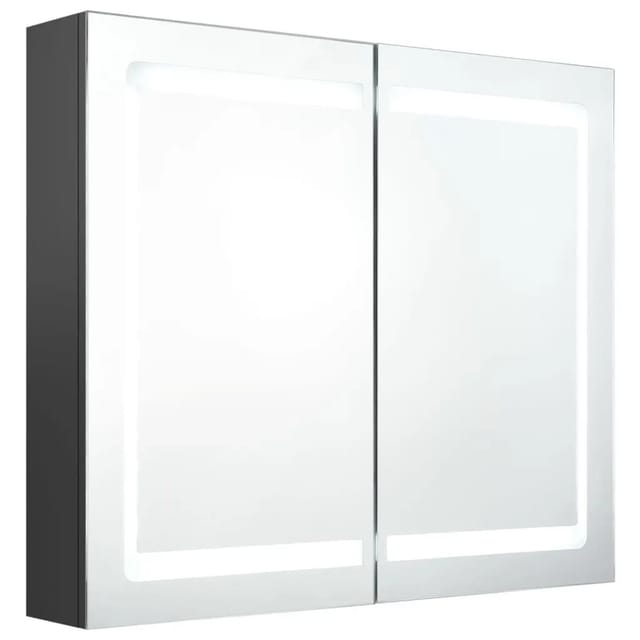 vidaXL LED-Spiegelschrank fürs Bad Grau 80x12x68 cm 326513