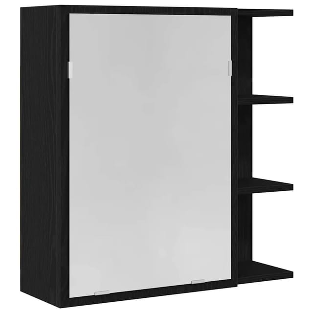vidaXL Badezimmerspiegelschrank mit Regal mit Tür Schwarz Eichen-Optik 862523