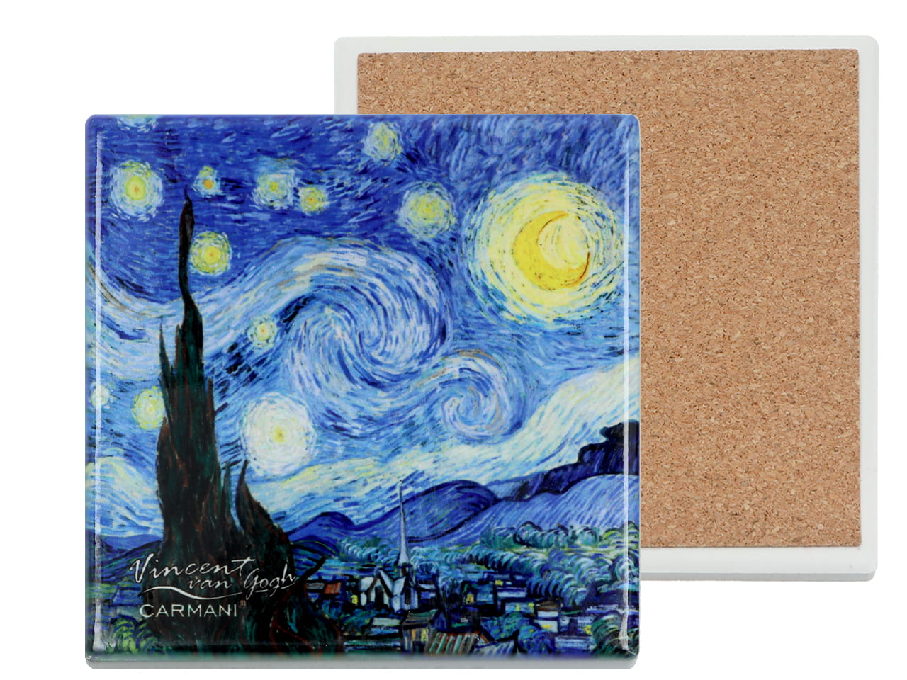 Carmani, Quadratischer Keramikuntersetzer – Van Gogh/sternennacht