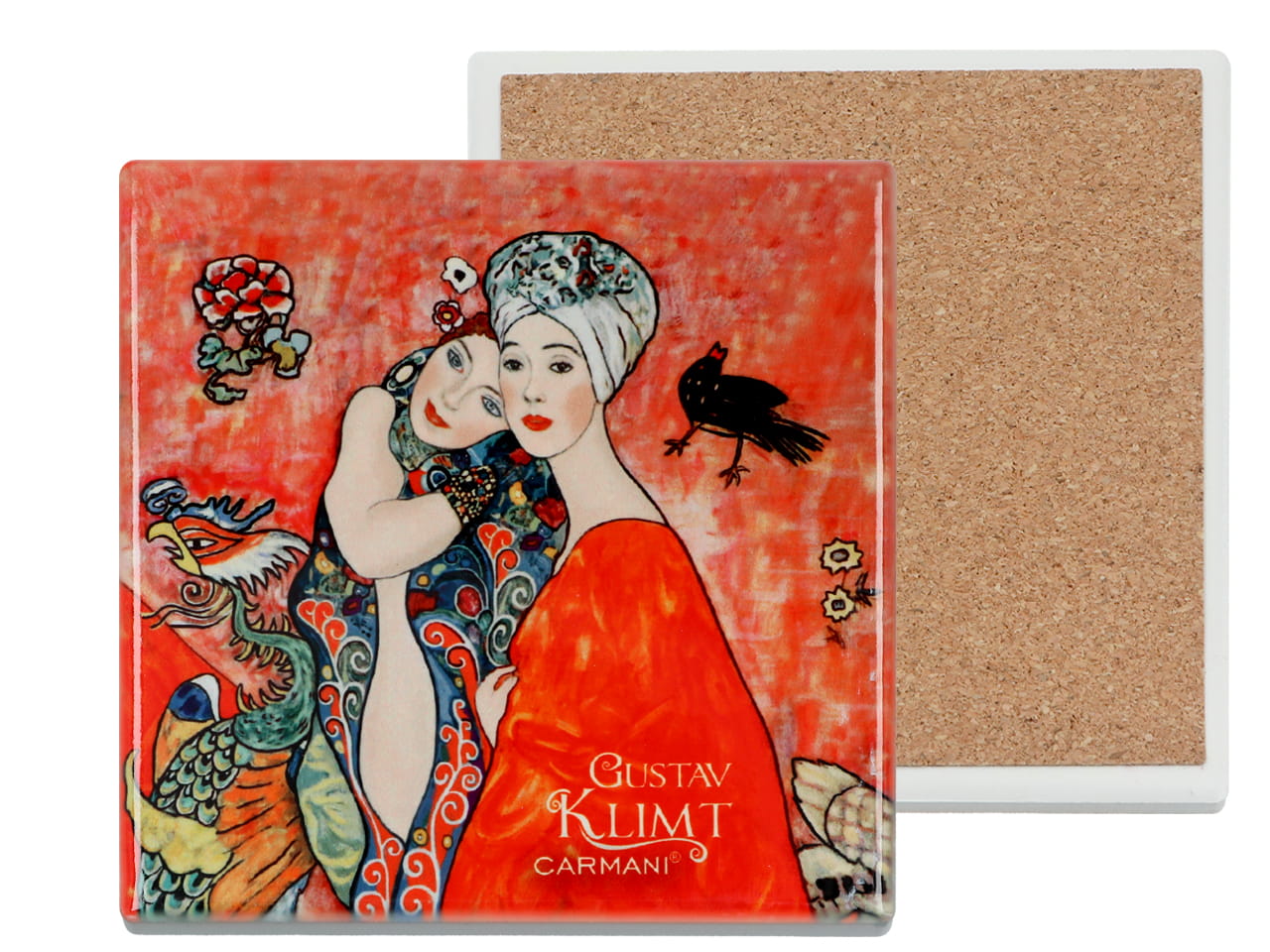 Carmani, Quadratischer Keramik-tassenuntersetzer – Klimt/freunde