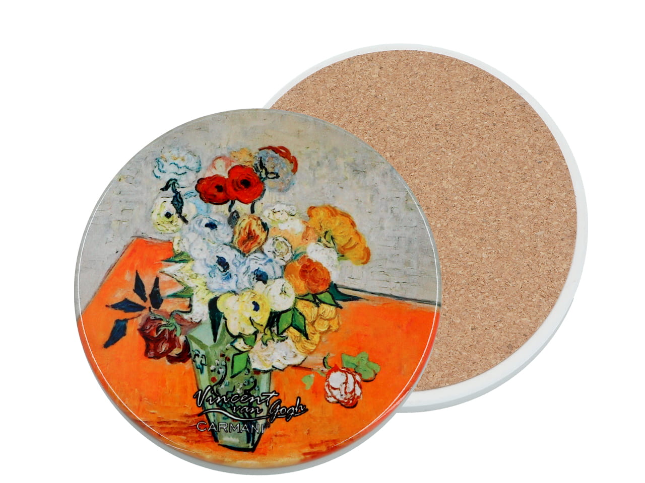 Carmani, Runder Keramikuntersetzer – Van Gogh/rosen Und Anemonen