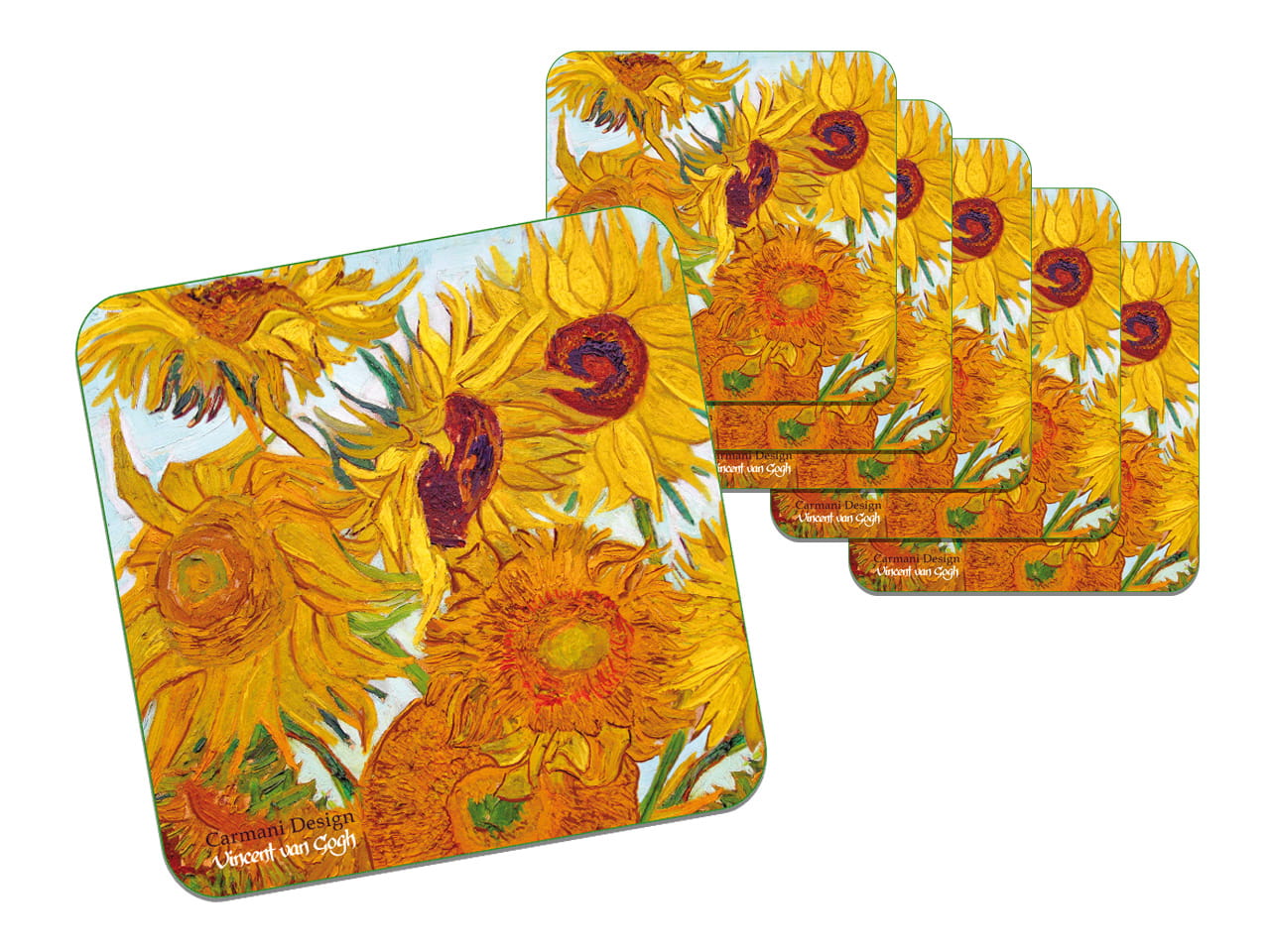 Carmani, Set Mit 6 Korkuntersetzern - Van Gogh/sonnenblumen