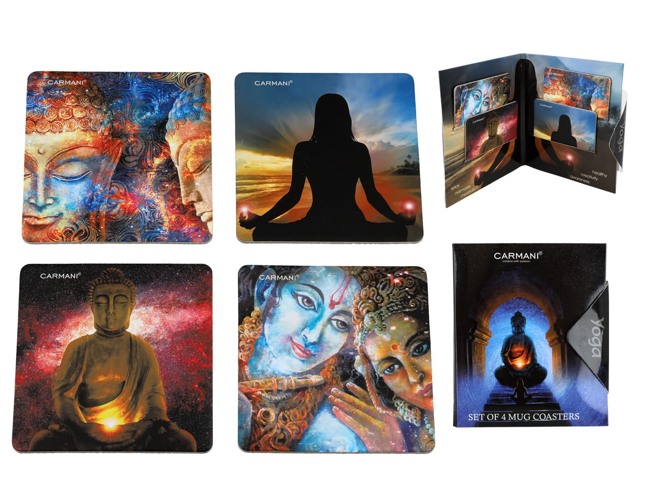 Carmani, 4er-set Korkuntersetzer Für Tassen – Yoga