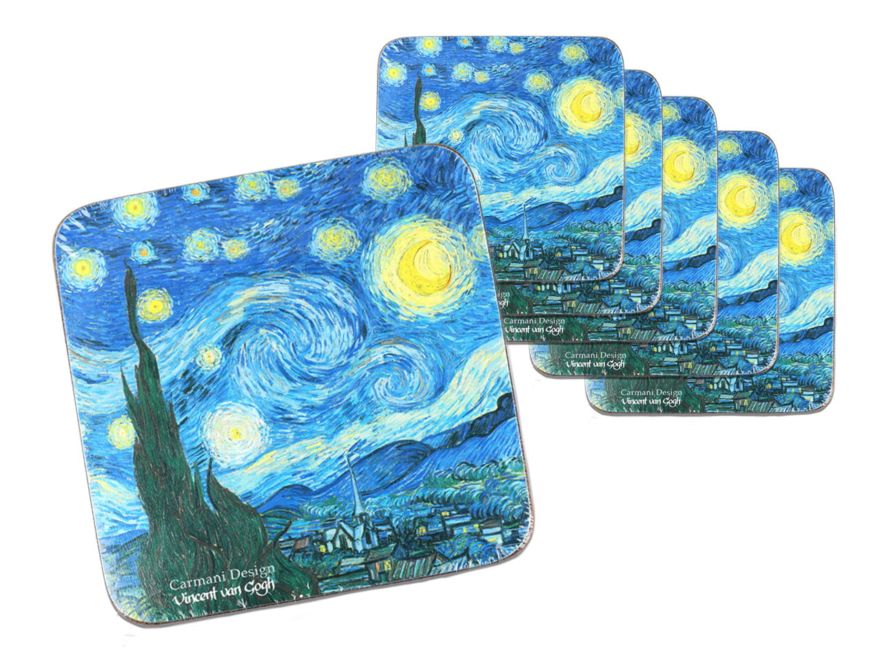 Carmani, Set Mit 6 Korkuntersetzern – Van Gogh/sternennacht