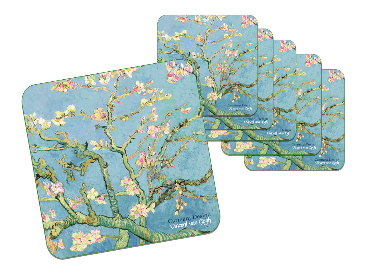 Carmani, 6er-set Korkuntersetzer – Van Gogh/blühender Mandelbaum